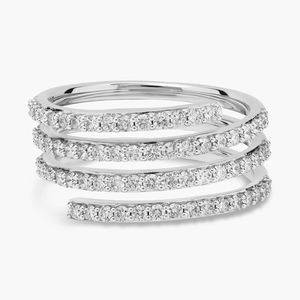 Bague de fiançailles, de mariage et d'anniversaire de luxe en or plaqué 18 carats avec plusieurs rangées de diamants cultivés en laboratoire - Product Image 1