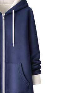 Sudadera con capucha larga personalizada con cremallera, color rosa melocotón, abrigo de invierno de forro polar para mujer, ropa exterior informal de gran tamaño con bolsillos, OEM personalizado - Product Image 5