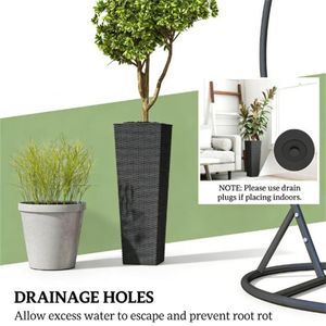 Set of 2 Black Outdoor <b>Plastic</b> Flowerpots & <b>Planters</b> for Garden & Home Use - Product Image 4