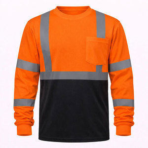 Hi Vis Reflective Construction Breathable Polyester Road Workwear Safety Long Sleeve Workshop Worker T-Shirts - Product Image 3