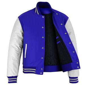 Chaquetas Varsity de lana azul estilo invierno, de cuero/lana, para venta en línea a precio económico. - Product Image 2