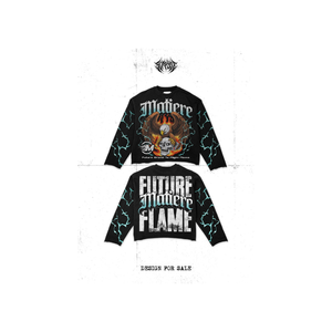 T-shirt à manches longues pour homme Matière, imprimé crâne d'aigle noir, streetwear, coupe classique, col rond, jersey de coton - Product Image 1