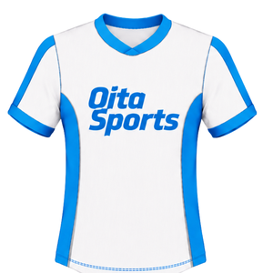 Camiseta de Rugby Blanca y Azul Rey, Manga Corta, Cuello en V, Uniforme de Equipo Personalizado, Transpirable, para Entrenamiento Deportivo - Product Image 1