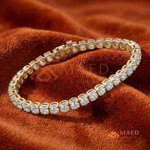 18K Gold Plated Round Brilliant Moissanite Tennis <b>Bracelet</b> For Women Fashion Jewelry Wedding Gift Luxury Style - Product Image 3