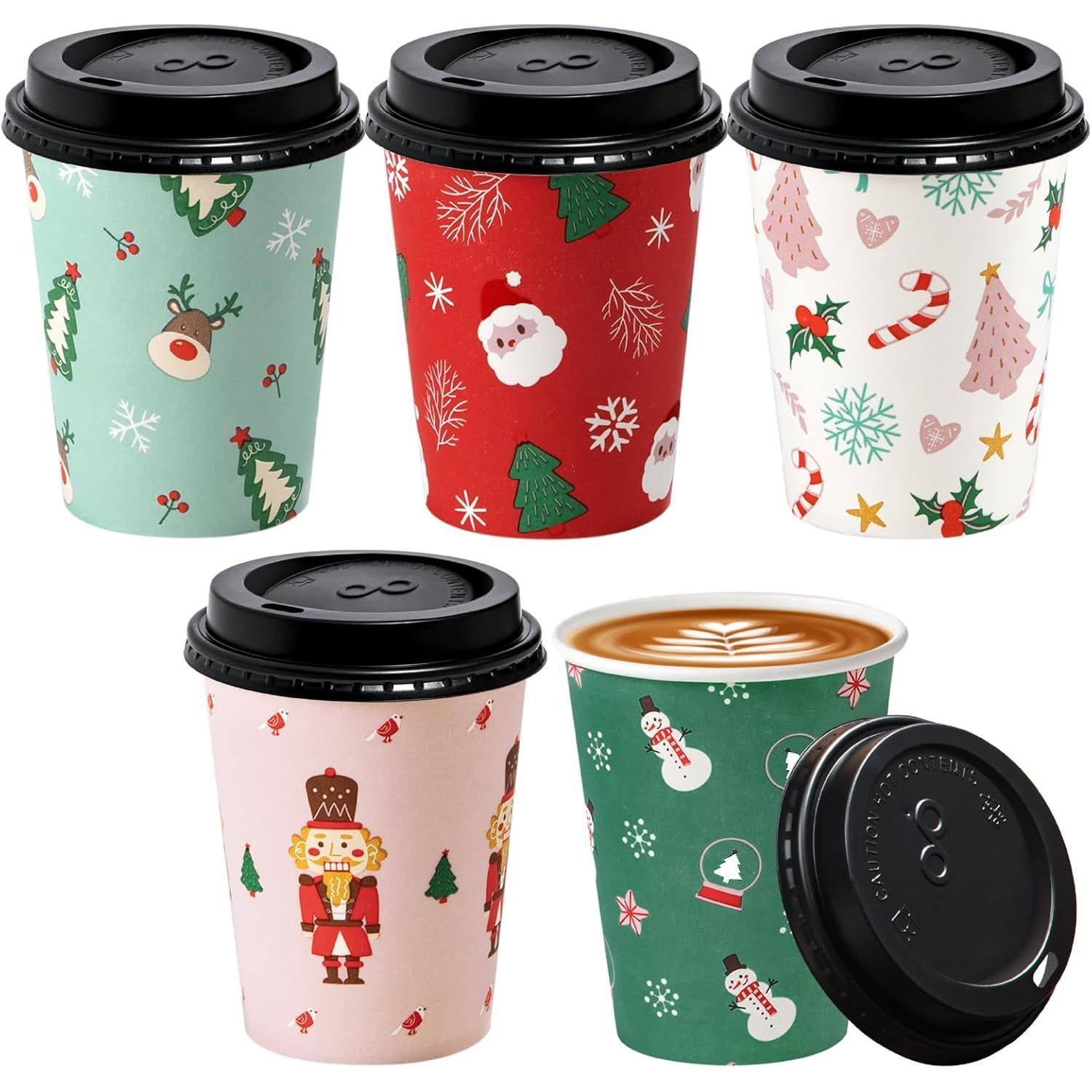 Tazze di Natale con Coperchi Neri