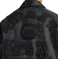 Veste en cuir ICON Avirex édition limitée, veste camouflage avec logo brodé, col rabattable, veste en cuir Avirex pour homme