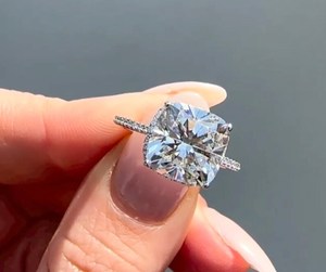 3CT Cushion cut moissanite Solitaire Hidden Halo <b>Ring</b> For Women's original <b>925</b> <b>Silver</b> Engagement Wedding Party Gift For Lovers - Product Image 3