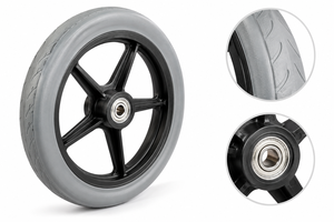 Ensemble de roues de remplacement Nova de 8 pouces en TPR, amortissantes, avec frein manuel, pour la réparation et l'entretien des déambulateurs - Product Image 4