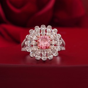 1.02 CT Vivid Pink Cushion Cut Lab Grown Diamond <b>Ring</b> 14K <b>Gold</b> Rare Color Statement Fashionable <b>Ring</b> - Product Image 1