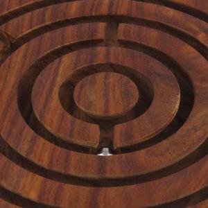 Plateau de jeu en bois de 4 pouces, puzzle rond, labyrinthe, jeu de société artisanal, balle dans un labyrinthe, puzzle artisanal fabriqué en Inde -, pour enfant - Product Image 2