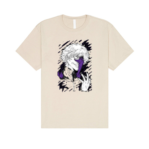 เสื้อยืดแขนสั้นสีเบจสำหรับผู้ชาย พิมพ์ลายตัวการ์ตูนอนิเมะ คอกลม ดีไซน์ลำลอง ทรงปกติ ผ้าเจอร์ซีย์พิมพ์ลายดิจิทัล - Product Image 1