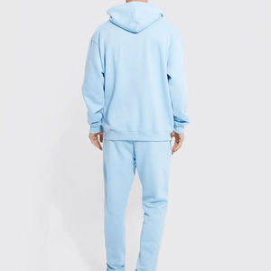 Sweat-shirt à capuche bleu clair pour homme, couleur unie, coupe décontractée, 100 % coton respirant, coupe régulière, style automne - Product Image 2