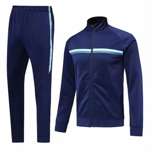 Men Polyester/Cotton Casual Breathable Lightweight Tracksuit Blue Athletic Full <b>Zip</b> Jacket <b>Trousers</b> Sportswear Set OEM Factory - Product Image 4