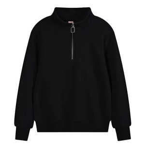 Cream Half Zip Sweatshirt Unisex Quarter Zip <b>Pullover</b> Stand Collar Waffle Textured Cotton Sweater Streetwear Top - Product Image 2