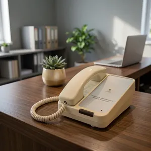 Teléfono de Escritorio de Plástico Beige con Auricular con Cable para Uso en Hoteles - Product Image 5
