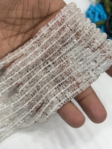 Perles de pierres précieuses de haute qualité pour la fabrication de bijoux, 17 pouces, cristal de quartz naturel du Brésil, facettées, forme Heishi, taille 7-8 mm - Product Image 2