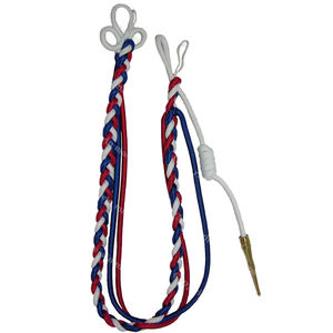 Aiguillette de hombro trenzada personalizada, roja, blanca y azul, de 8 hebras de nailon, accesorio para uniforme formal. - Product Image 1