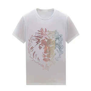 Men's & Women's Lion Crest <b>Rhinestone</b> T-Shirt 2026 Crisp White Regular Fit Rose-Gold Silver Sparkle Crystal Streetwear <b>Top</b> HD - Product Image 1