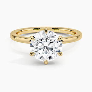 Luxury Six-Prong Diamond <b>Ring</b> <b>Crafted</b> in Solid 14K Yellow Gold - Product Image 1