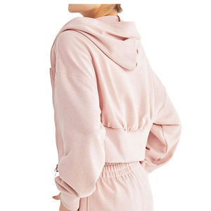 <b>Men's</b> <b>Pink</b> Cropped Zip-Up Hoodie Solid Casual Regular Fit Fleece 100% Cotton Windproof Breathable Eco-Friendly Winter <b>Sweatshirt</b> - Product Image 5