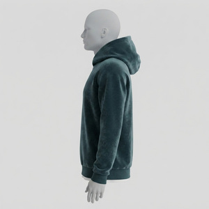 Sweat-shirt à capuche zippé en molleton vert foncé pour homme, coupe classique, 100 % coton, écologique, respirant, brodé, vêtement d'hiver - Product Image 2
