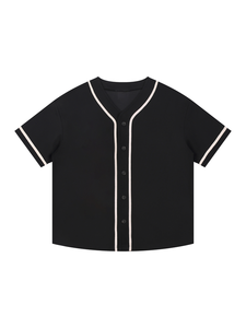 Camiseta de Hombre de Alta Calidad, Personalizable, Cuello Redondo, Estilo Béisbol, con Ribete en Contraste y Botones, Corte Holgado, 100% Algodón - Product Image 1