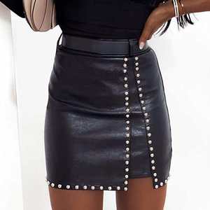 Jupe en cuir plissée évasée pour femme, couleur unie, légère, grande taille, écologique, style décontracté, marque privée - Product Image 3