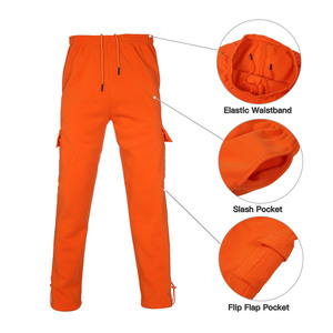 Trending Orange Men's Hooded <b>Zip</b> Tracksuit Set Cargo <b>Jogger</b> Pants Kangaroo <b>Pocket</b> Custom Wholesale Sportswear Oem Sweat Suit Set - Product Image 5