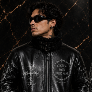 Chaqueta de Cuero Bomber Personalizada con Serigrafía, Hecha con Cuero Genuino de Primera Calidad, Estilo Vintage Moderno para Unisex, Invierno, Aire Libre, Calle - Product Image 6