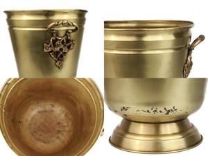 Pot de fleurs vintage en laiton antique Art Déco, en fer et aluminium, vase décoratif, décoration de luxe pour la maison, pot pour plantes d'intérieur - Product Image 5