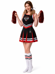 Conjunto de Falda de Uniforme de Porristas OXYTAG, Negro, Rojo y Blanco, Impresión por Sublimación, Disfraz de Baile para Mujer Adulta, Precio al por Mayor, Uniforme OEM - Product Image 1