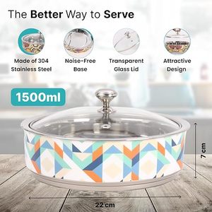 Casserole moderne avec couvercle en verre, motif géométrique rond, compatible lave-vaisselle et cuisinière à gaz - Product Image 4