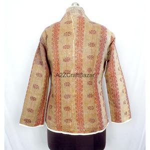 Indian Knitted Digital Printed <b>Kantha</b> Button Women Summer Winter 100% Cotton Vintage <b>Jackets</b> - Product Image 4