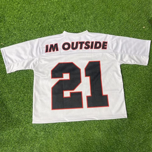 Maillot de football blanc imprimé, nouveau style, tissu polyester 300 g/m², col en V, manches courtes, uniforme de football, livraison directe d'usine - Product Image 2