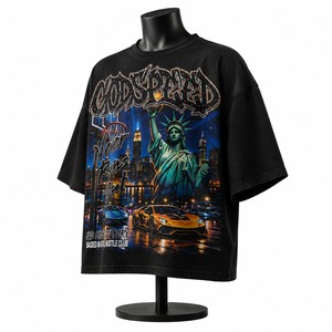 Trendy Oversized Formal Knitted T-<b>Shirt</b> for <b>Men</b> Loose Fit Cotton Streetwear Graphic Plain Custom <b>Print</b> Bulk - Product Image 1