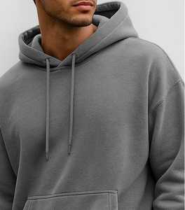 Sweat-shirt à capuche gris décontracté pour homme, manches longues, couleur unie, pull à capuche - Product Image 2