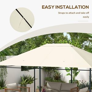 10FT X 13FT Modern Design Durable Fabric Gazebo <b>Canopy</b> Replacement <b>Roof</b> for 84C 116 Cream White for Villa Courtyard Park Metal - Product Image 6