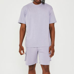 Men's Summer 100% Cotton <b>Knitted</b> Fabric Breathable Two-Piece Casual T-Shirt Shorts <b>Set</b> Custom Streetwear Tank Dtg Print Cotton - Product Image 2