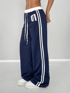 Spring/<b>Summer</b> Digital Print Belt Patchwork Casual Athletic Street Vintage Style Loose Flat Front 100% Cotton Athletic <b>Pants</b> - Product Image 5