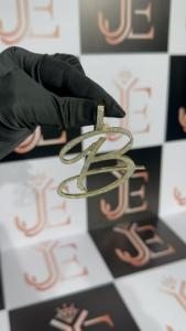 Pendentif Lettre B Moissanite Iced Out en Argent 925 VVS pour Homme, Bijou Hip Hop Rapper, Pendentif Initial Cursif Personnalisé Bling, Vente en Gros - Product Image 2