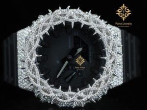 Reloj de Lujo para Hombre Pahal Jewels Diamond Crown, Caja Redonda de Acero Inoxidable de 42 mm, Movimiento de Cuarzo Analógico - Product Image 3