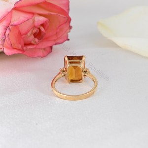 Natural <b>Citrine</b> Diamond <b>Ring</b> 14K Solid Gold Emerald Cut Gemstone Engagement <b>Ring</b> Wholesale Supplier - Product Image 4