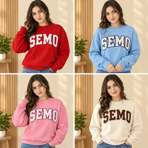 Suéter Rosa de Cuello Alto para Mujer con Estampado de Letras SEMO Personalizado, Bordado de Letras Griegas, Ropa de Hermandad Universitaria, Espíritu Universitario - Product Image 5