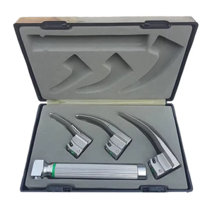 Premium Fiber <b>Optic</b> Macintosh Laryngoscope Set - Stainless Steel Reuse Autoclavable LED Laryngoscope Curved Blade Intubation Kit - Product Image 4