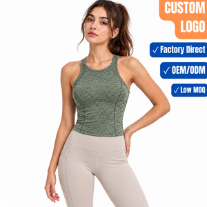 Custom Women's Ribbed Square Neck Crop Tank <b>Top</b> Fitted Sleeveless Private Label Wholesale - Product Image 1