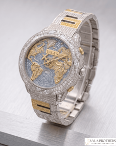Reloj Deportivo VALA'S con Mapa del Mundo, 39 mm, Analógico, Cuarzo, Cristal de Zafiro, Movimiento ETA, Correa de Acero Inoxidable, Resistente al Agua, Lujoso, Unisex - Product Image 2