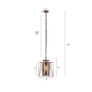 Modern Rose Gold Pendant <b>Light</b> Geometric Hanging Lamp Contemporary Metal <b>Cage</b> Ceiling <b>Light</b> Luxury Glass Pendant Fixture - Product Image 2