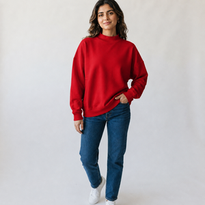 Proveedor de Ropa Personalizada ODM, Sudadera Holgada de Cuello Alto para Mujer, de Algodón y Felpa, con Puños Acanalados y Manga Larga - Product Image 1