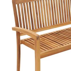 Banc de jardin en teck massif naturel, 50,6 pouces, empilable, pour terrasse - Product Image 4