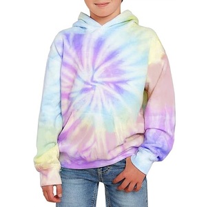 Sweat à capuche en molleton de coton gaufré tie-dye de qualité supérieure pour enfants garçons, pull thermique épais pour tout-petits - Product Image 1